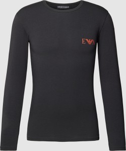 Czarna koszulka z długim rękawem Emporio Armani z długim rękawem z bawełny w stylu casual