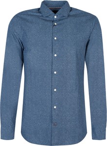 Niebieska koszula ubierzsie.com w stylu casual z tkaniny z klasycznym kołnierzykiem