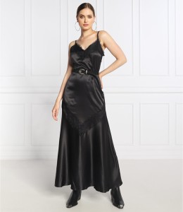 Czarna sukienka Gaëlle Paris z dekoltem w kształcie litery v
