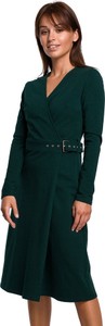 Zielona sukienka Be z dekoltem w kształcie litery v kopertowa w stylu casual
