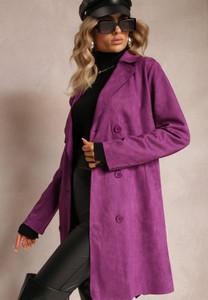 Fioletowy płaszcz Renee w stylu casual bez kaptura