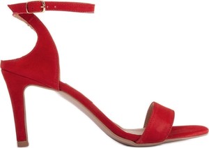 Czerwone sandały Marco Shoes na szpilce z zamszu