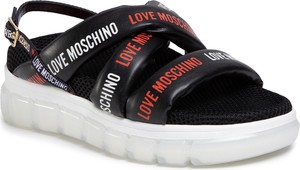 Sandały Love Moschino na średnim obcasie ze skóry ekologicznej