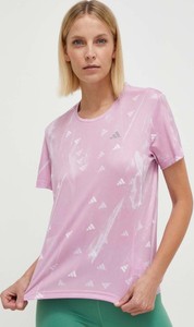 Różowa bluzka Adidas Performance w sportowym stylu z krótkim rękawem