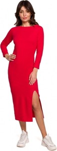 Czerwona sukienka Be z okrągłym dekoltem