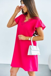 Różowa sukienka Olika mini z krótkim rękawem