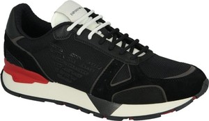 Czarne buty sportowe Emporio Armani sznurowane ze skóry w sportowym stylu