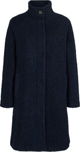 Granatowy płaszcz Numph bez kaptura z wełny w stylu casual