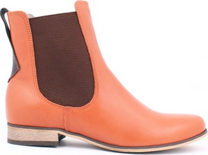 Pomarańczowe botki Zapato z płaską podeszwą w stylu casual