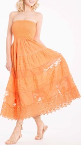 Pomarańczowa sukienka Iconique hiszpanka maxi