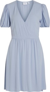 Niebieska sukienka Vila mini z krótkim rękawem w stylu casual