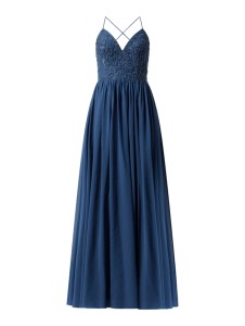 Niebieska sukienka Laona na ramiączkach z szyfonu maxi