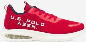 Czerwone buty sportowe U.S. Polo sznurowane w sportowym stylu