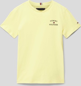 Żółta koszulka dziecięca Tommy Hilfiger z bawełny