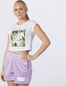 Bluzka New Balance w sportowym stylu z nadrukiem z okrągłym dekoltem
