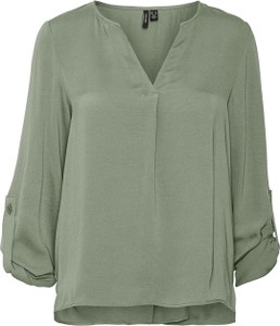 Zielona bluzka Vero Moda z dekoltem w kształcie litery v w stylu casual