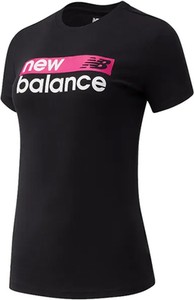 Czarna bluzka New Balance w sportowym stylu z okrągłym dekoltem