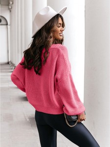 Różowy sweter Magmac w stylu casual z dzianiny