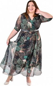 Sukienka Fokus z długim rękawem midi z szyfonu