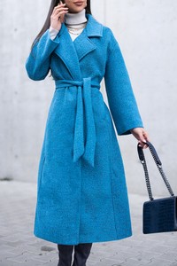 Niebieski płaszcz IVET bez kaptura w stylu casual
