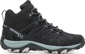 Czarne buty trekkingowe Merrell z płaską podeszwą lakierowane sznurowane