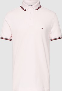 Różowa koszulka polo Tommy Hilfiger z bawełny z krótkim rękawem w stylu casual