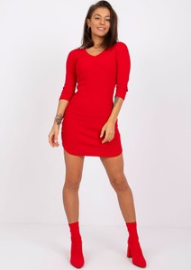 Czerwona sukienka 5.10.15 mini dopasowana z bawełny