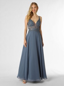 Niebieska sukienka Luxuar Fashion z dekoltem w kształcie litery v
