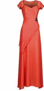 Pomarańczowa sukienka Fokus z krótkim rękawem maxi rozkloszowana