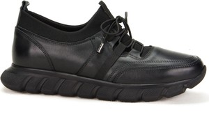 Czarne buty sportowe Awis Obuwie z płaską podeszwą w sportowym stylu sznurowane