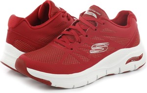 Czerwone buty sportowe Skechers w sportowym stylu z płaską podeszwą sznurowane
