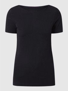 Czarny t-shirt Esprit z okrągłym dekoltem w stylu casual z krótkim rękawem