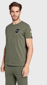 Zielony t-shirt Alpha Industries z krótkim rękawem w stylu casual