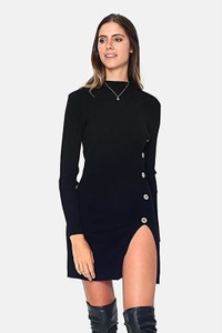 Czarna sukienka C& Jo w stylu casual mini z golfem