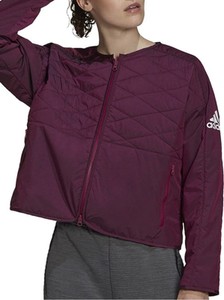 Fioletowa kurtka Adidas w sportowym stylu bez kaptura krótka