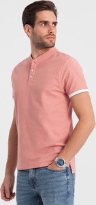 Różowy t-shirt Ombre z krótkim rękawem z bawełny