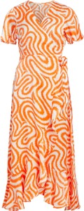 Pomarańczowa sukienka Object maxi z dekoltem w kształcie litery v