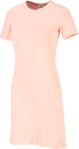 Różowa sukienka Champion mini z krótkim rękawem z okrągłym dekoltem
