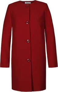 Czerwony płaszcz Fokus z wełny
