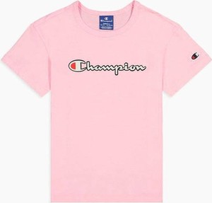 Różowa koszulka dziecięca Champion z bawełny