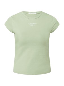 Zielony t-shirt Calvin Klein z okrągłym dekoltem z bawełny