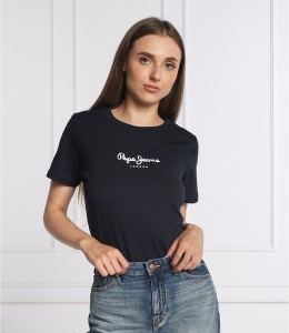 Czarny t-shirt Pepe Jeans z okrągłym dekoltem z krótkim rękawem