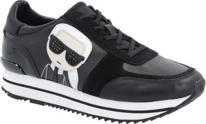 Czarne buty sportowe Karl Lagerfeld na platformie sznurowane w sportowym stylu
