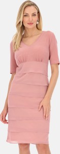 Różowa sukienka POTIS & VERSO w stylu casual z krótkim rękawem dopasowana