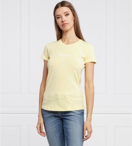 Żółty t-shirt Pepe Jeans w stylu casual