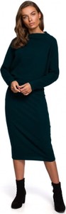 Zielona sukienka Style dopasowana z długim rękawem midi