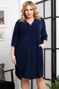 Niebieska sukienka KARKO mini w stylu casual z tkaniny