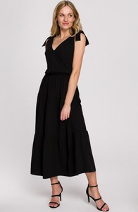 Czarna sukienka Makover bez rękawów z dekoltem w kształcie litery v