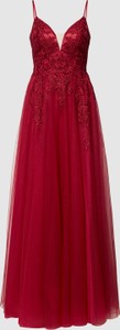 Czerwona sukienka Luxuar Fashion maxi z dekoltem w kształcie litery v