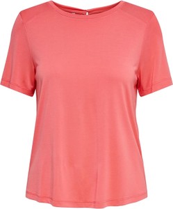 Różowy t-shirt Only z okrągłym dekoltem z krótkim rękawem